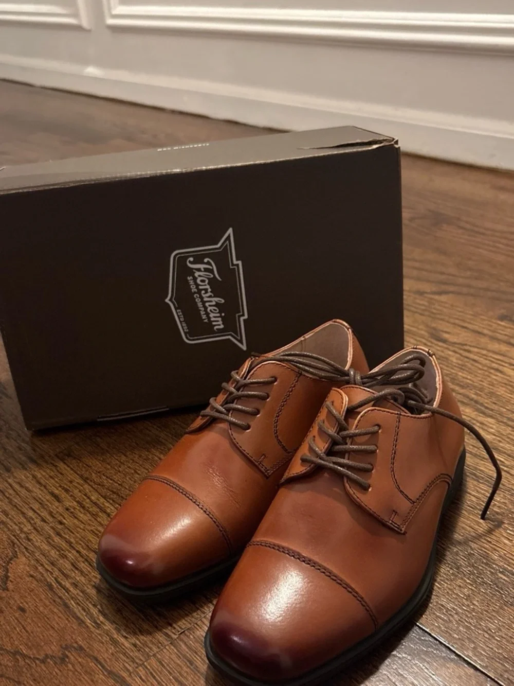 Boys Brown Leather Dress Oxfords